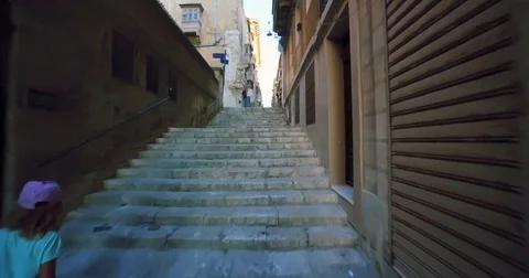 Walking throuh Streets of Valetta Malta 4k Video Stock Footage 79979294