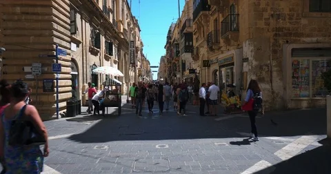 Walking throuh Streets of Valetta Malta 4k Video Stock Footage 80336721