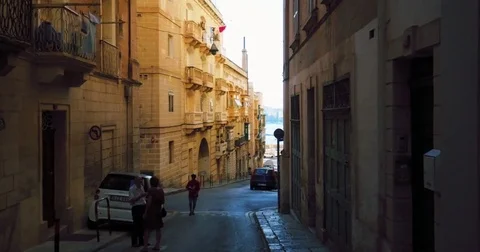 Walking throuh Streets of Valetta Malta 4k Video Stock Footage 80340449
