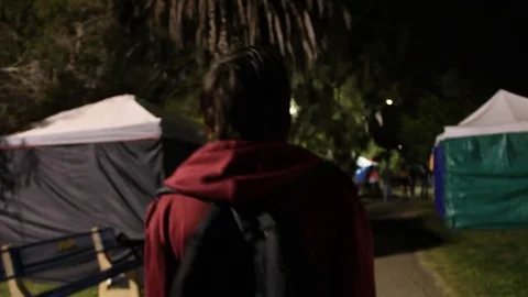 Walking thru empty fair Stock Footage 80274308