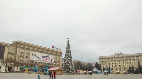 Walking timelapse of the New Year tree Stock Footage 14226847