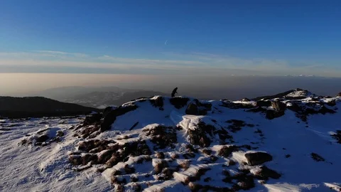 Walking On The Top Of The Mountain Stock Footage 105460775