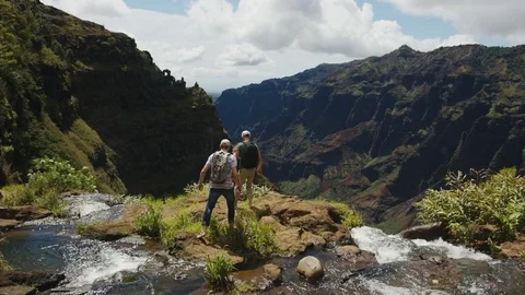 Walking At The Top Of A Waterfall Stock Footage 75268570