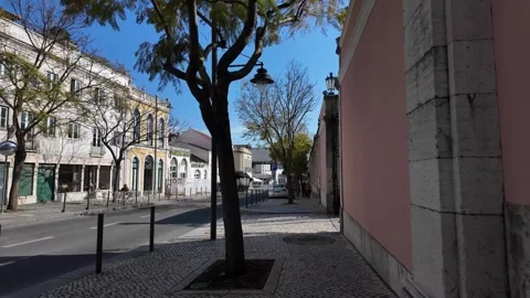Walking Tour Through Belem Lisbon Portugal With Tourists And Local Street Life Stock Footage 344807212