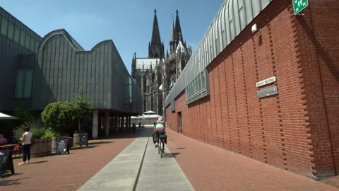 Walking towards Cologne Cathedral in Cologne Germany 스톡 동영상 244822863