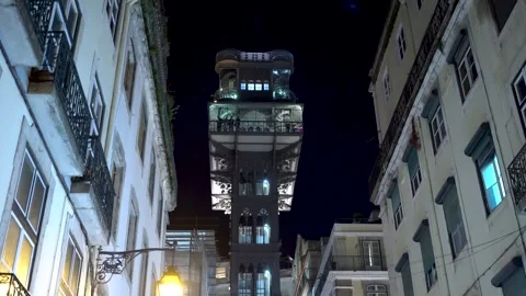 Walking towards historic elevator in Lisbon Portugal Stock Footage 273286363