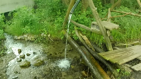 Walking towards mountain water spring near Zibritov, Stiavnica mountains. Stock Footage 314979152