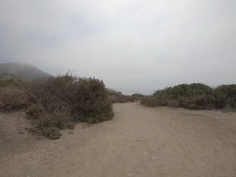 Walking Towards Ocean Cliff on a Cloudy Day 4k 4:3 Stock Footage 92931739