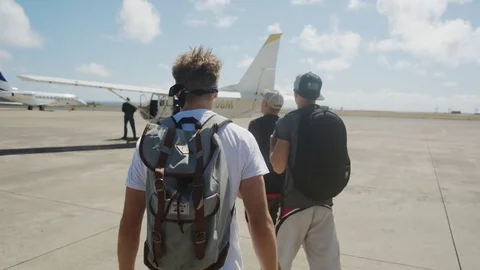 Walking Towards Plane Stock Footage 75275744