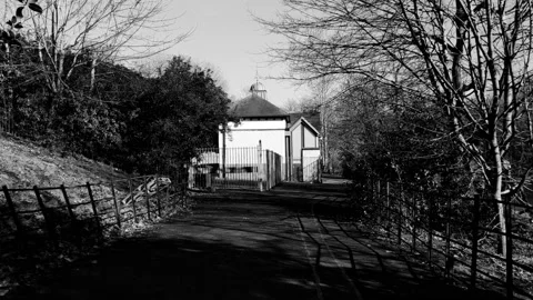 Walking towards a small white building Stock Footage 171800647