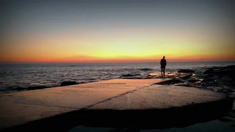 Walking Towards Sunset At The Beach 4K Stock Footage