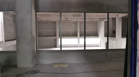 Walking Towards View Of Large Hall In Construction Site - 4K Stock Footage 51263225