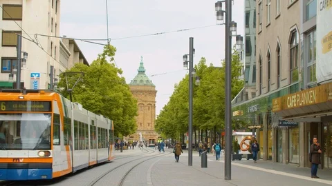 Walking Towards Water Tower Mannheim  Видео 113343047