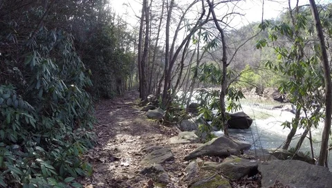 Walking Trail and River Stock Footage 73125136