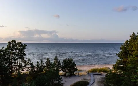 Walking trail to the beach in forest Stock Photos