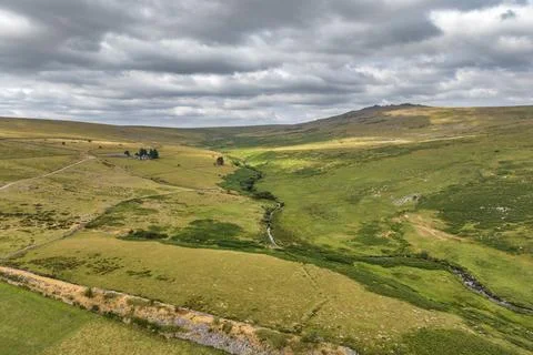 Walking trail up to Great Mis Tor on Dartmoor 写真素材