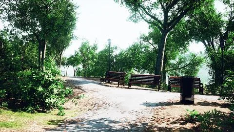 Walking trails in the park Ilustración de archivo