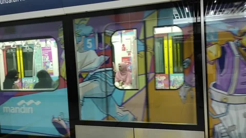 Walking train on subway Stock Footage 262387624