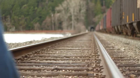 Walking on train tracks 01 Video stock 1018247