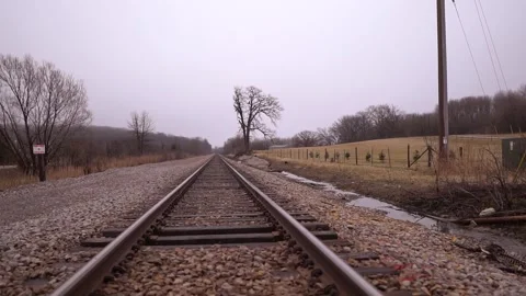 Walking train tracks Video stock 155635375