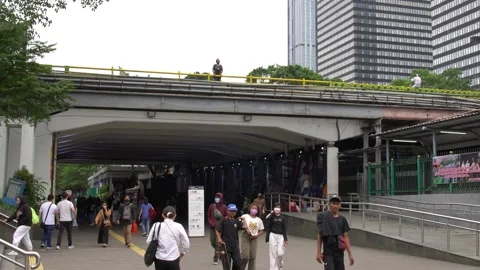 Walking Tunnel Sudirman during the weekend Stock Footage 201409422