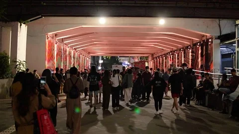 Walking Tunnel Sudirman at Night Stock Footage 201502565