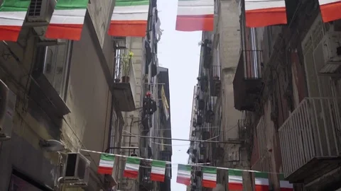 Walking in a typical street of Naples Stock Footage 83546297