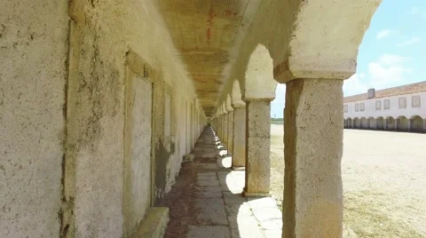 Walking Under Ancient Arches Stock Footage 63569617
