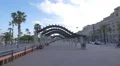 Walking under the arcades of Ronda Litoral in Barcelona 4k or 4k+ Resolution