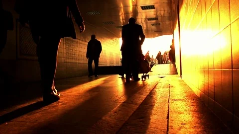 Walking Under the Bridge 2 Stock Footage 94174390
