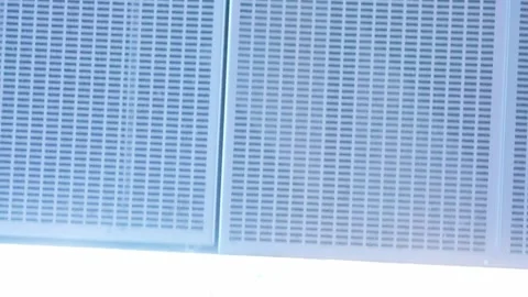 Walking under fluorescent lamps ceiling. Industrial Building. Stock Footage 146568501