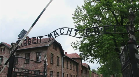 Walking Under The Gates At Auschwitz Stock Footage 68215205