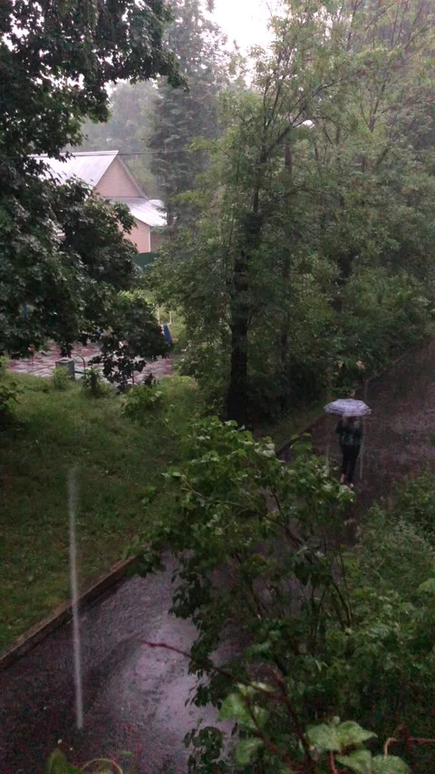 Walking under heavy rain at the bad weather Stock Footage 134598815