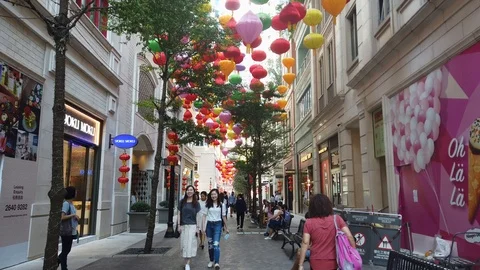 Walking under the lantern Stock Footage 120108646