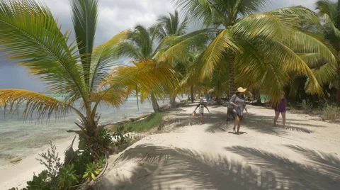 Walking under the palm trees on the beach, Dominican Republic Stock Footage 50416947