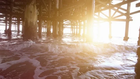 Walking under pier in slow motion 120fps Stock Footage 112892556