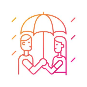 Walking under rain gradient linear vector icon 스톡 일러스트