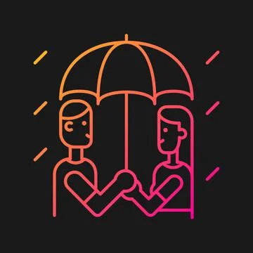 Walking under rain gradient vector icon for dark theme 스톡 일러스트