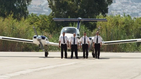 Walking, Uniform, Outdoors, Day, Front View, Full Length, Side By Side, Wide Video stock 95917598