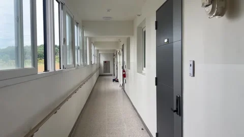 Walking View, Corridor-style Apartment in Korea Stock Footage 252080978