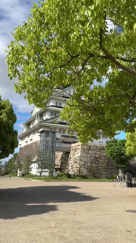 Walking view of Osaka Castle - Osaka, Japan on May 08, 2024. Stock Footage 314562162