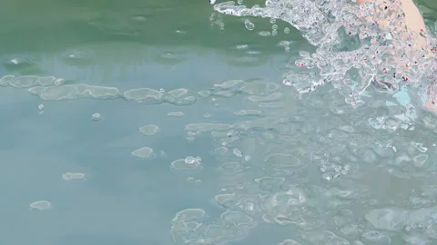 Walking in the water close-up. 3d animation of choppy water Video stock 327211089