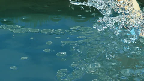 Walking in the water close-up. 3d animation of a water splash close-up Stock Footage 332761105