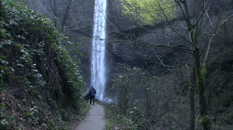 Walking by a waterfall Stock-Footage 632696