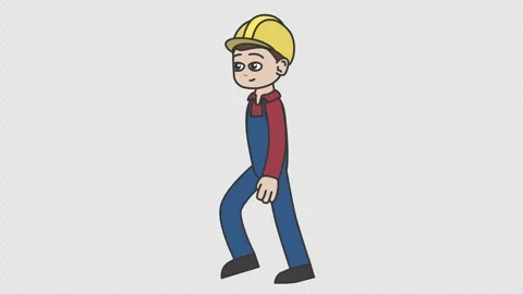 Walking white male builder in a hard hat Stock Footage 260571930