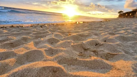 Walking on the white sand beach with beautiful sunset sky Video stock 166373829