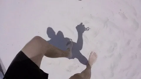 Walking on White Sand Stock Footage 70664066