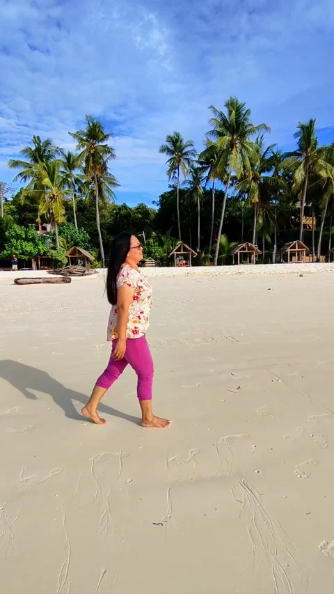 Walking on white sand Stock Footage 274067288