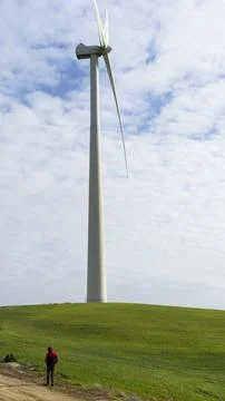 Walking with the Wind, The Shadow of the Windmill, In Harmony with Nature, .. Stock Photos