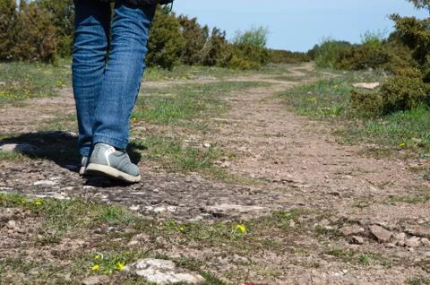 Walking at a winding footpath Stock Photos
